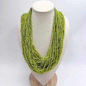 Vintage Glass Beaded 1927 Coin Multi-Layered Statement Necklace